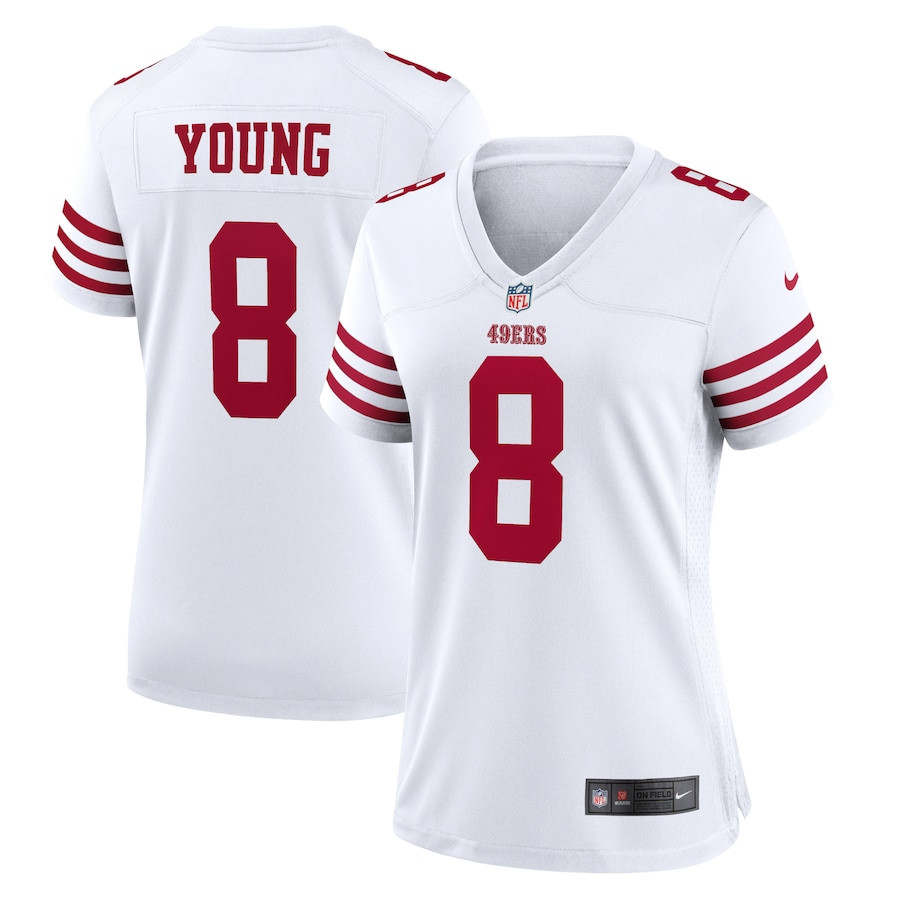 Steve Young 8 San Francisco 49ers Retired Game White NFL Jersey Women's
