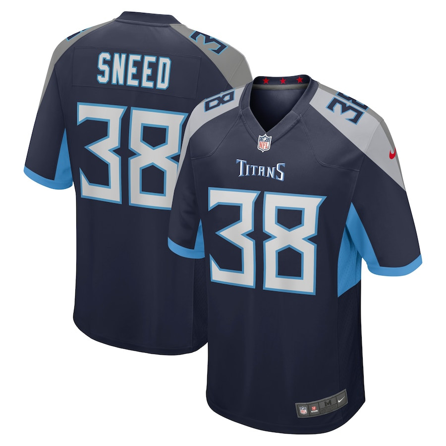 L'Jarius Sneed 38 Tennessee Titans Team Game Navy NFL Jersey Men's