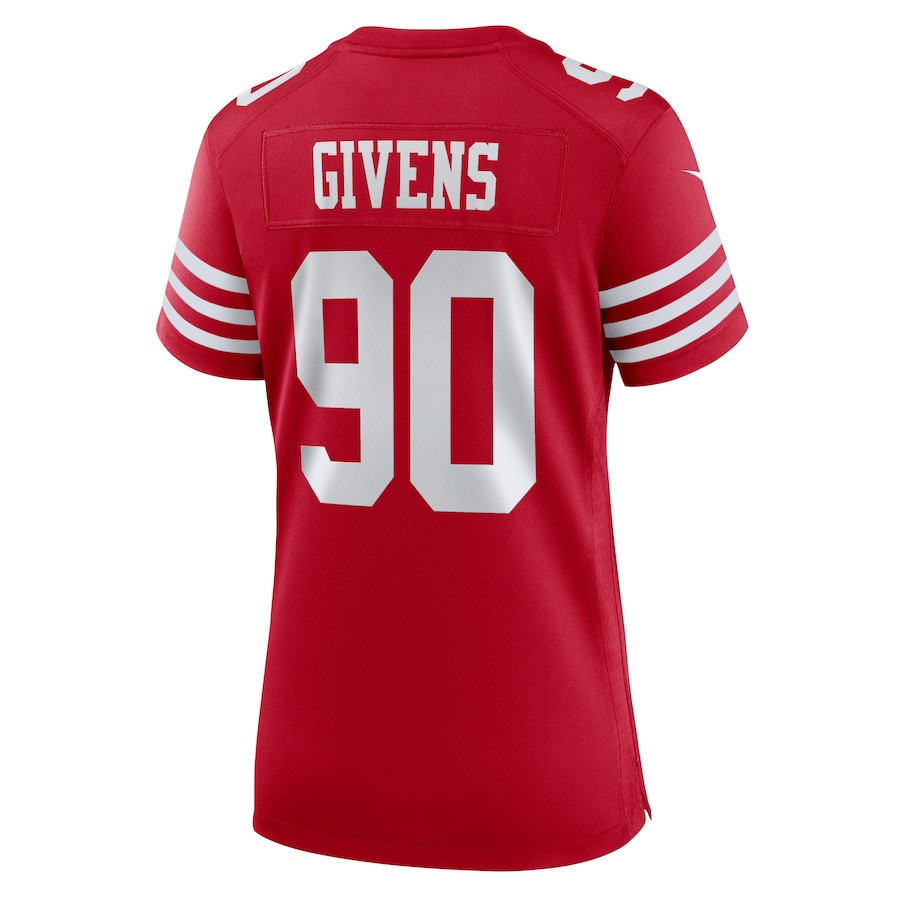 Kevin Givens 90 San Francisco 49ers Game Scarlet NFL Jersey Women's