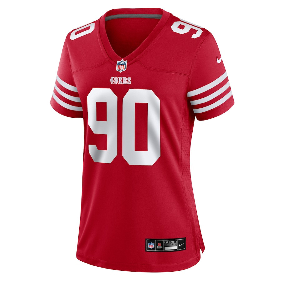 Kevin Givens 90 San Francisco 49ers Game Scarlet NFL Jersey Women's