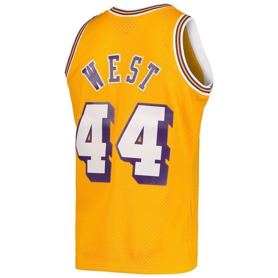 Jerry West Los Angeles Lakers Mitchell Ness Hardwood Classics 1971-72 Swingman Gold NBA Jersey Men's