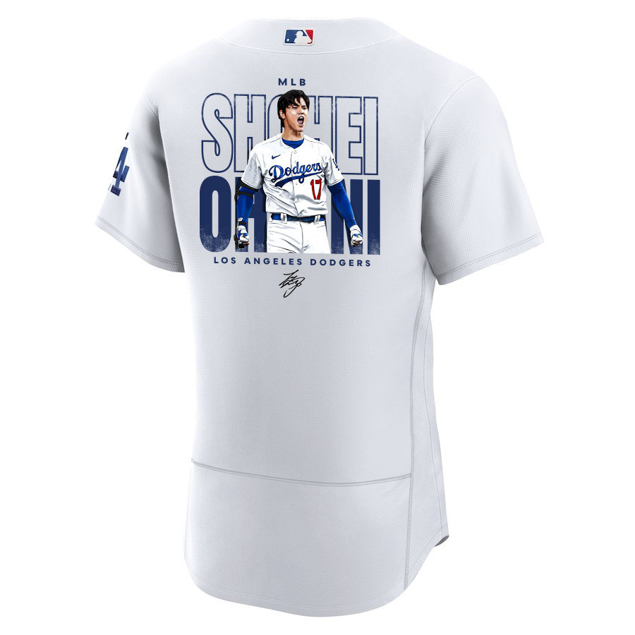 Shohei Ohtani 17 Los Angeles Dodgers Signed ShoTime 2023 Home ELITE White MLB Jersey Men's