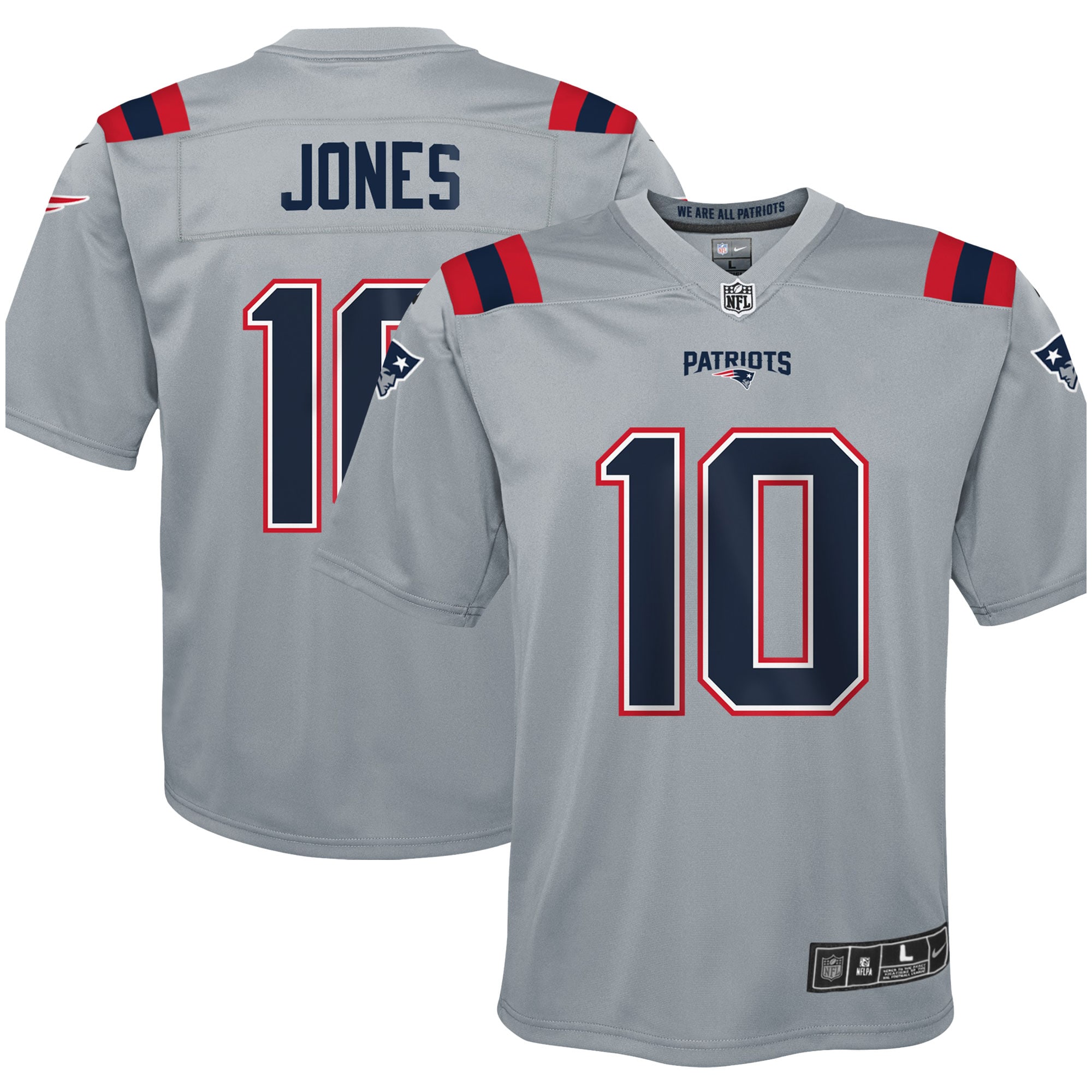 New England Patriots Mac Jones Gray Inverted Game NFL Jersey Youth