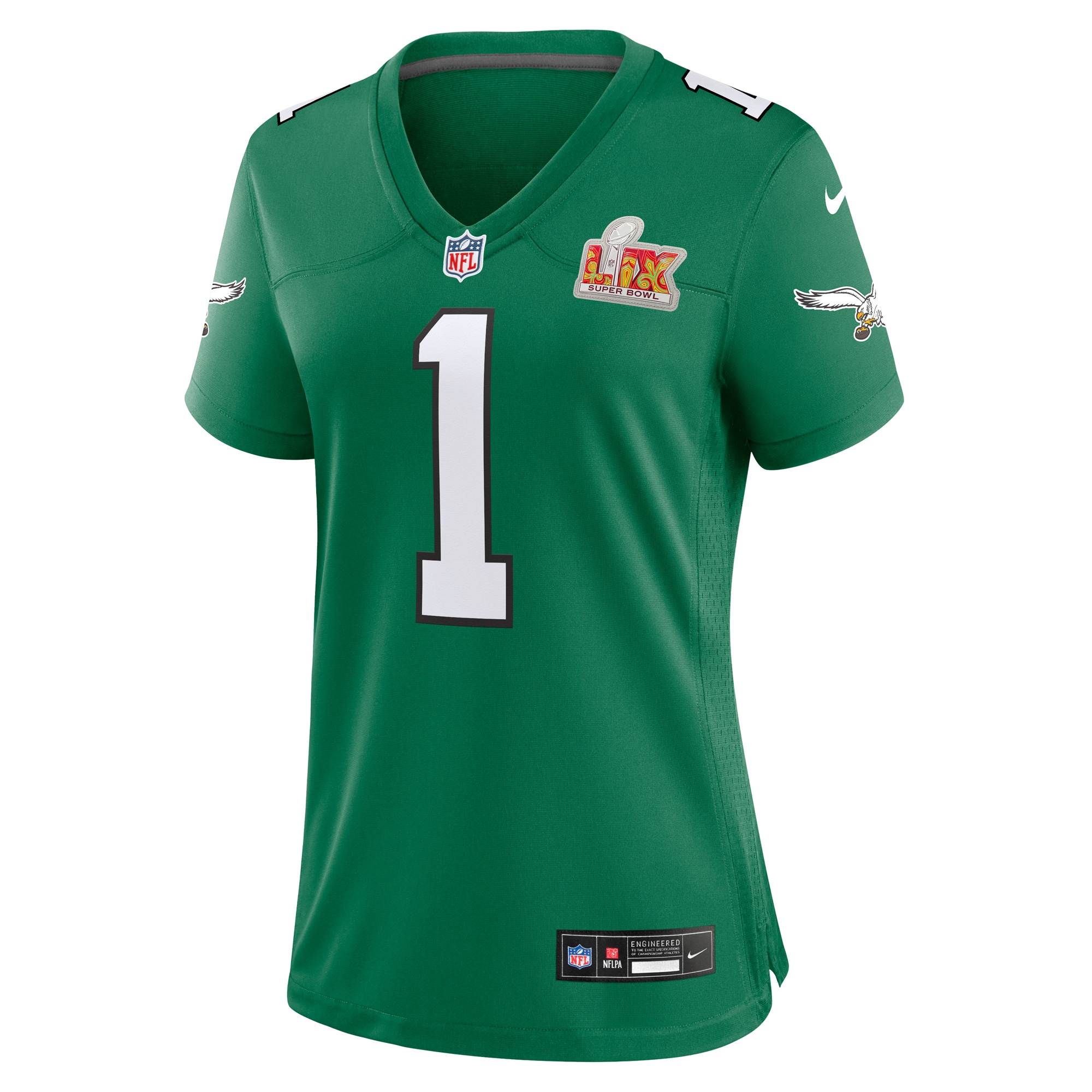 Philadelphia Eagles Jalen Hurts Kelly Green Super Bowl LIX 2nd Alternate Game NFL Jersey Women's