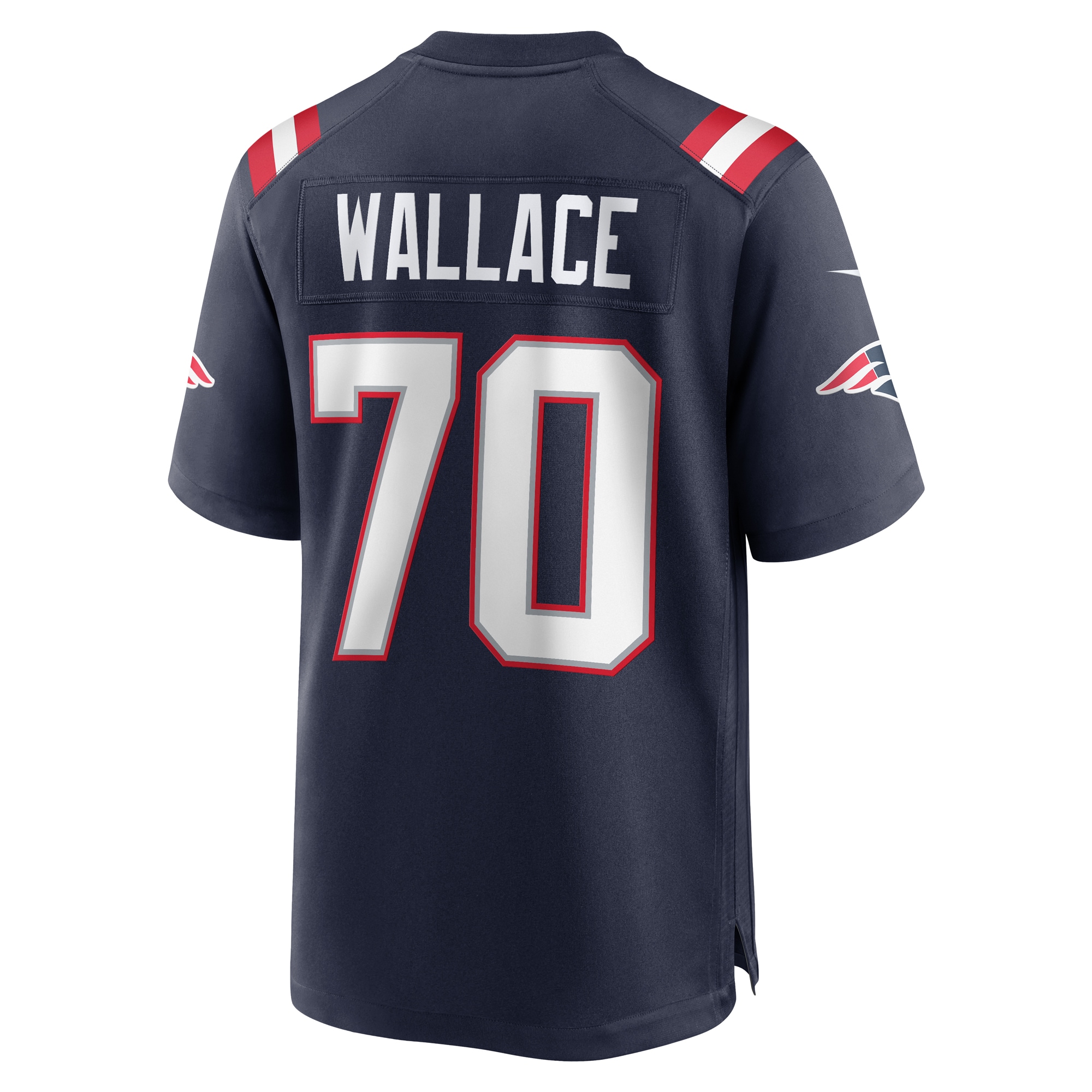 New England Patriots Caedan Wallace Navy Game NFL Jersey Men's
