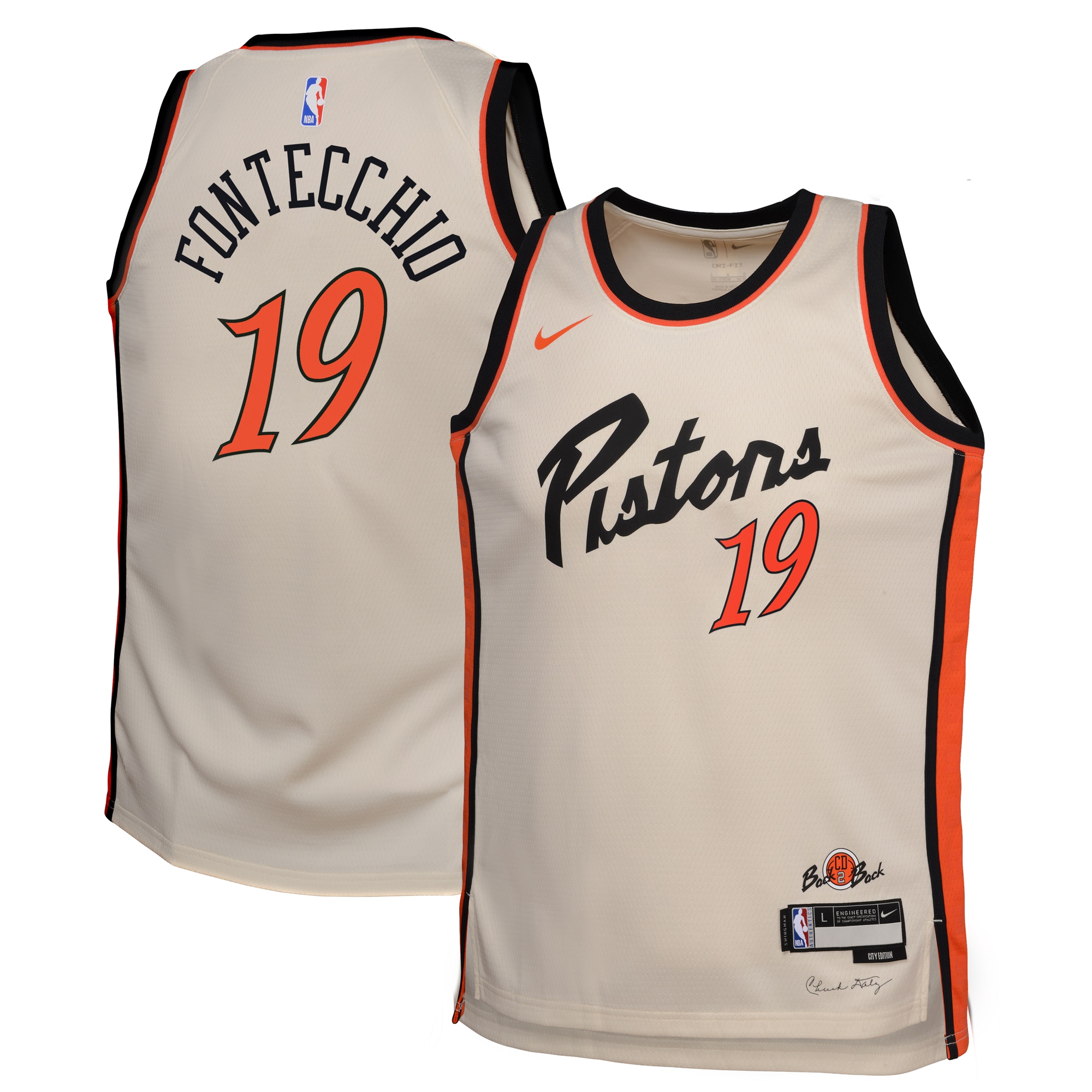 Camiseta City Edition Swingman de los Detroit Pistons 2024 Crema Simone Fontecchio Juvenil NBA Jersey Men's