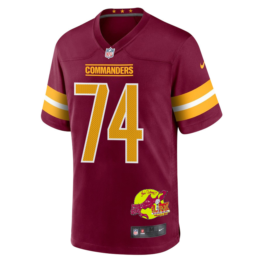 Brandon Coleman 74 Washington Commanders Super Bowl LIX New Orleans Patch Game Burgundy NFL Jersey Men's