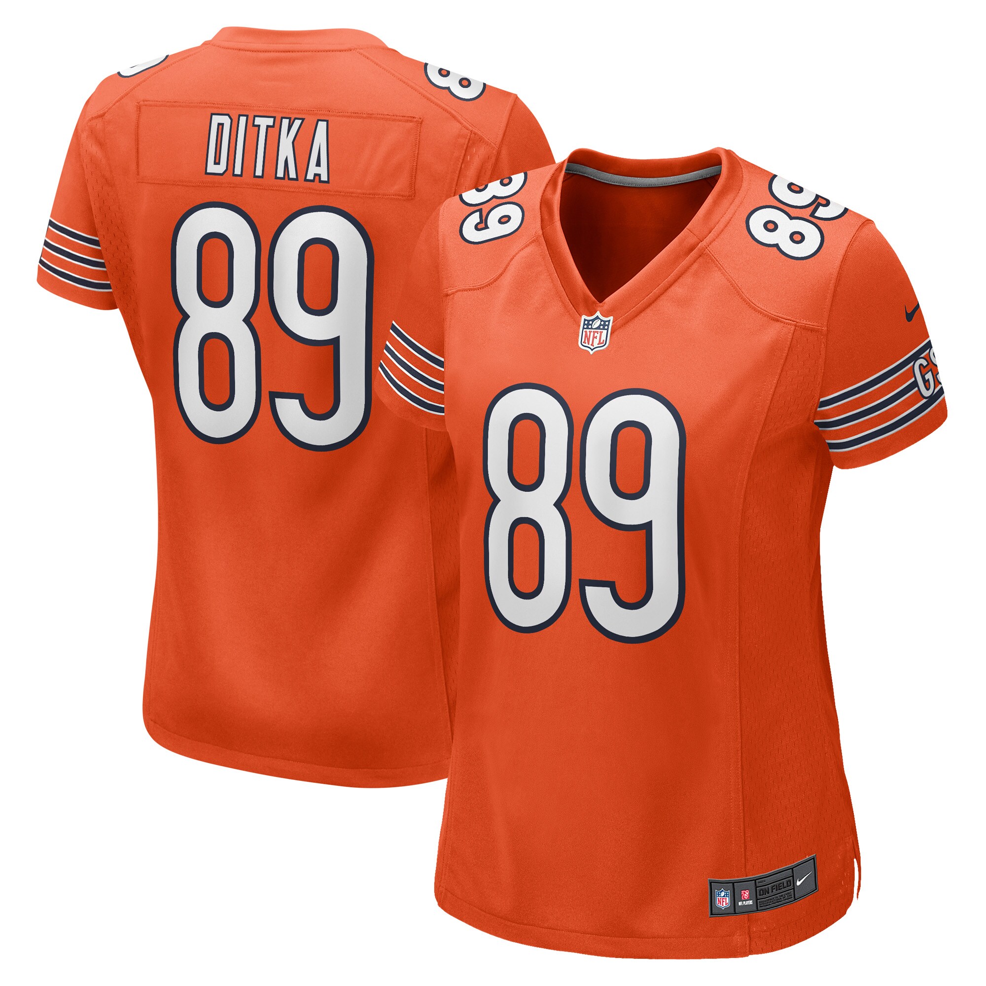 Chicago Bears Mike Ditka Orange Retired Player NFL Jersey Women's