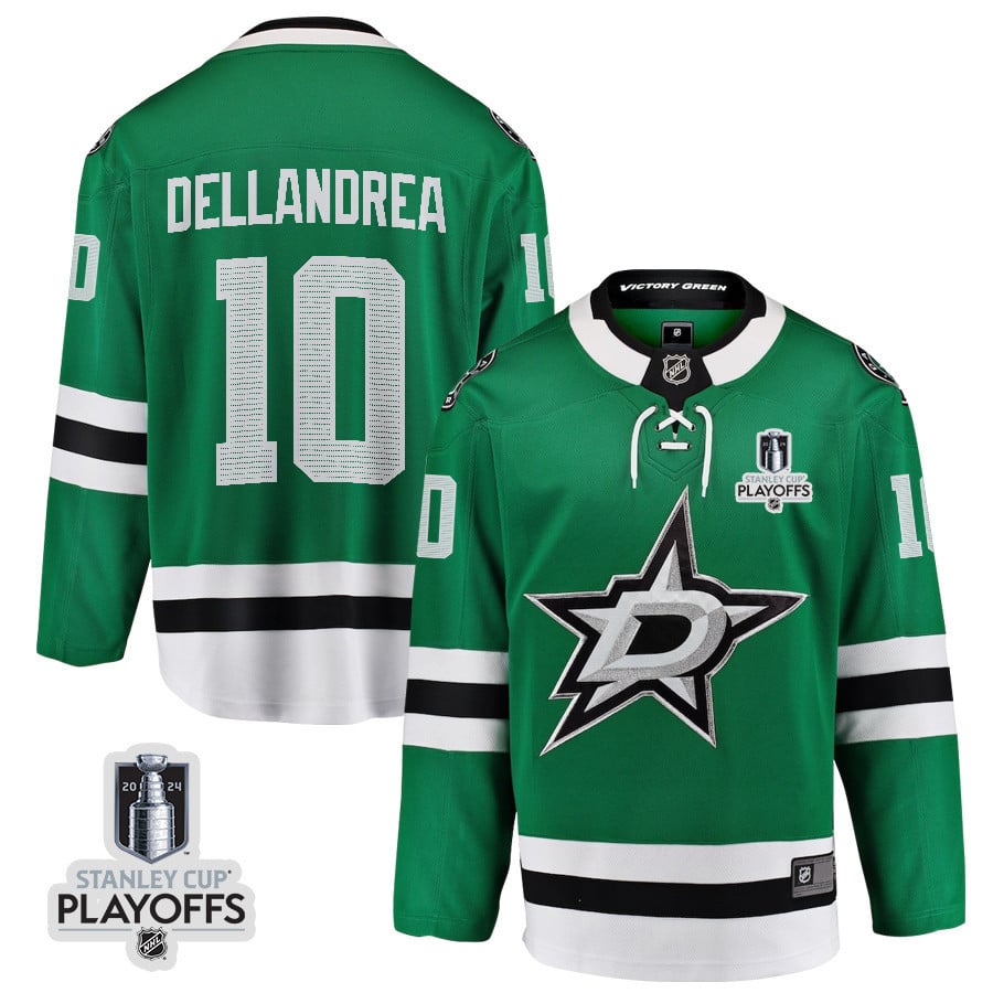 Ty Dellandrea 10 Dallas Stars 2024 Playoffs Patch Home Green NHL Jersey Men's