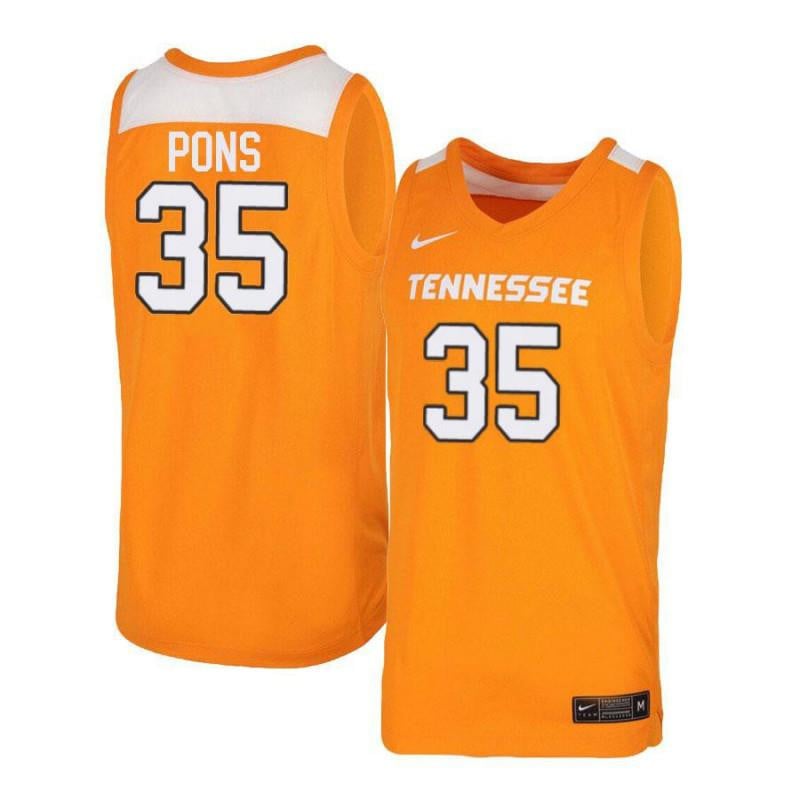35 Yves Pons Orang White Elite Tennessee Volunteers NCAA Jersey Men's