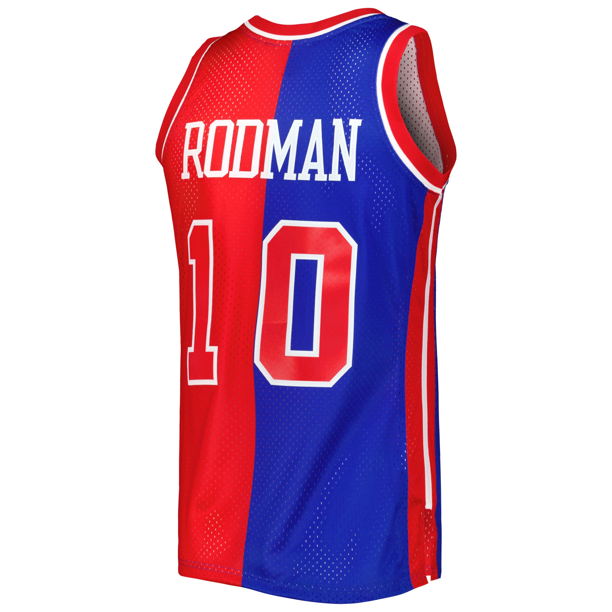 Mitchell Ness Dennis Rodman Blue/Red Detroit Pistons Hardwood Classics 1988/89 Split Swingman NBA Jersey Men's