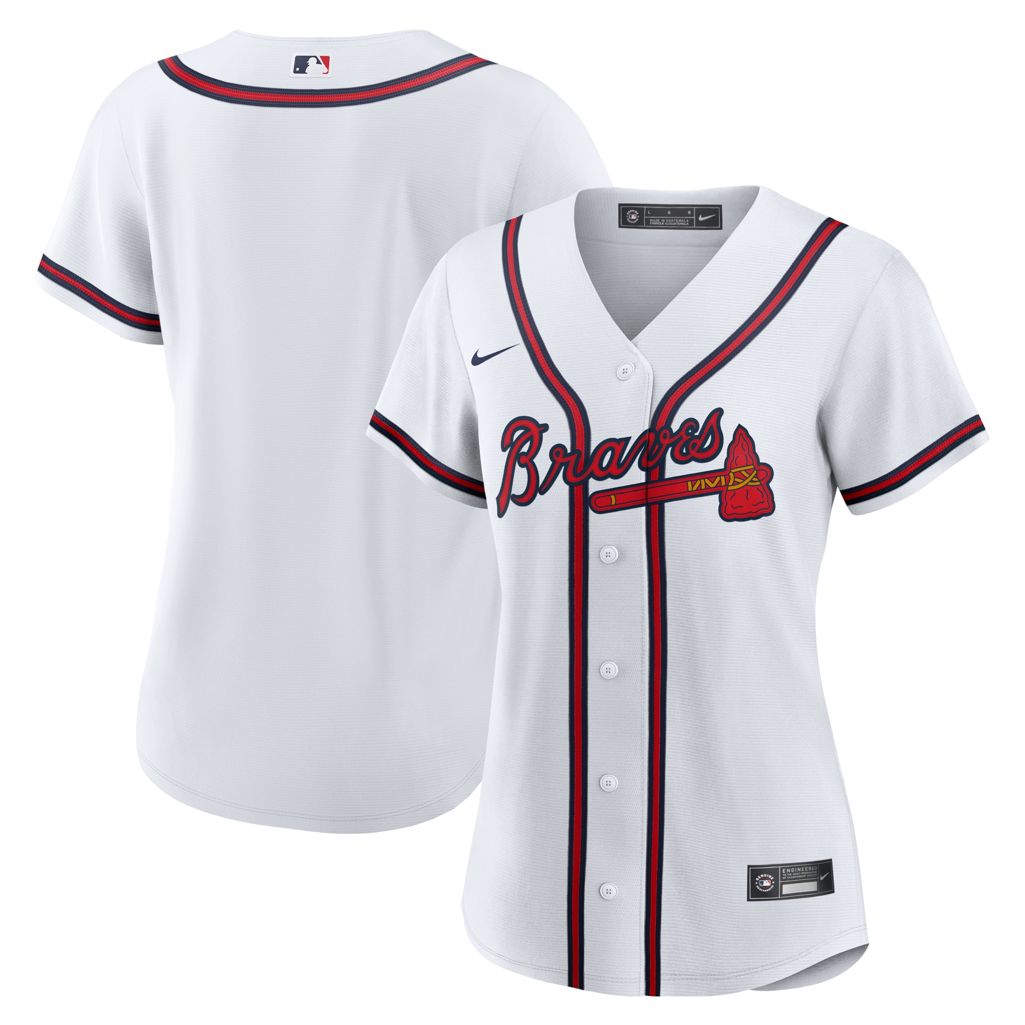 Atlanta Braves White Home Team MLB Jersey Women's