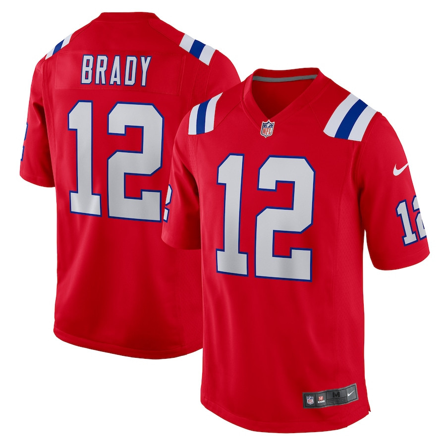 Tom Brady 12 New England Patriots Retired Game Red NFL Jersey Men's