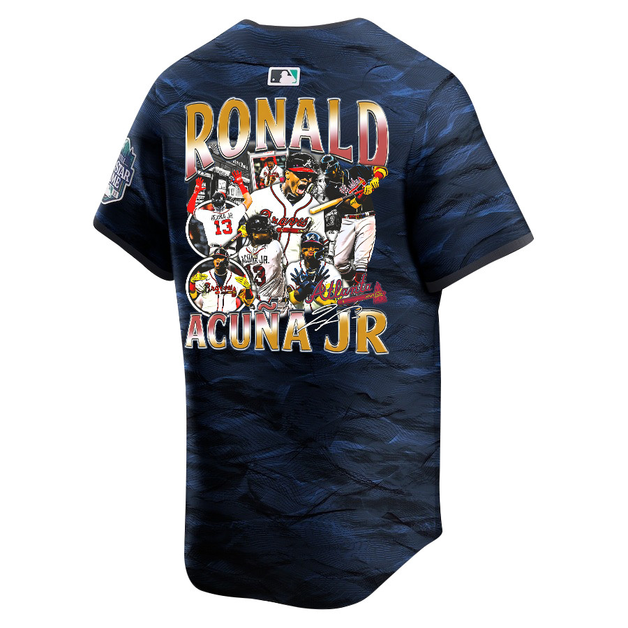 Ronald Acu?a Jr. 13 Atlanta Braves Signed Posture 2023 All Star Game Limited Player Royal MLB Jersey Men's