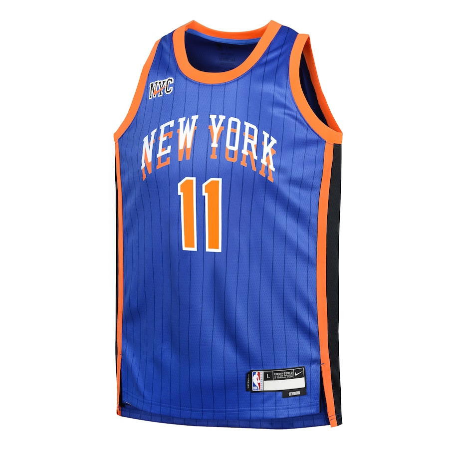 Jalen Brunson 11 New York Knicks 2023/24 City Edition Swingma Blue NBA Jersey Youth