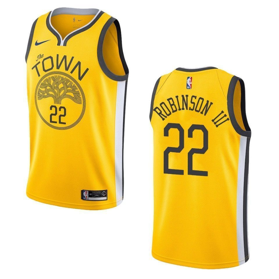 Golden State Warriors 22 Glenn Robinson Iii Earned Swingman Yellow NBA Jersey Men's