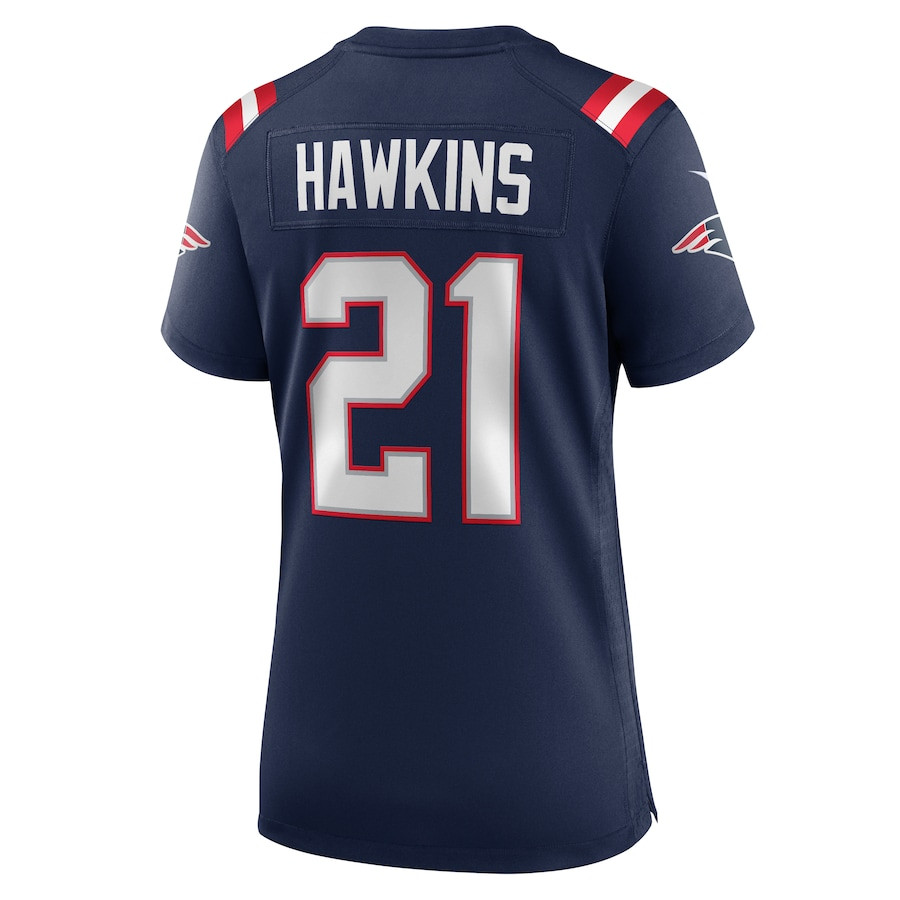 Jaylinn Hawkins 21 New England Patriots Team Game Navy NFL Jersey Women's