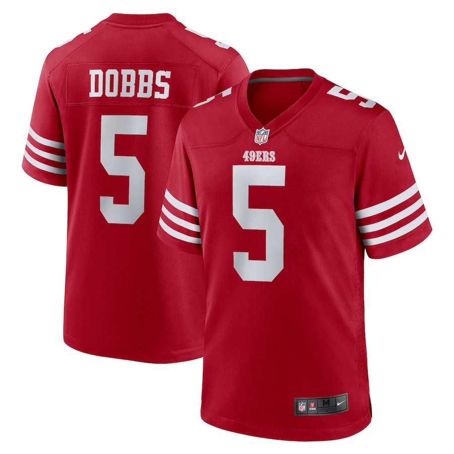 Joshua Dobbs 5 San Francisco 49ers Team Game Scarlet NFL Jersey Men's