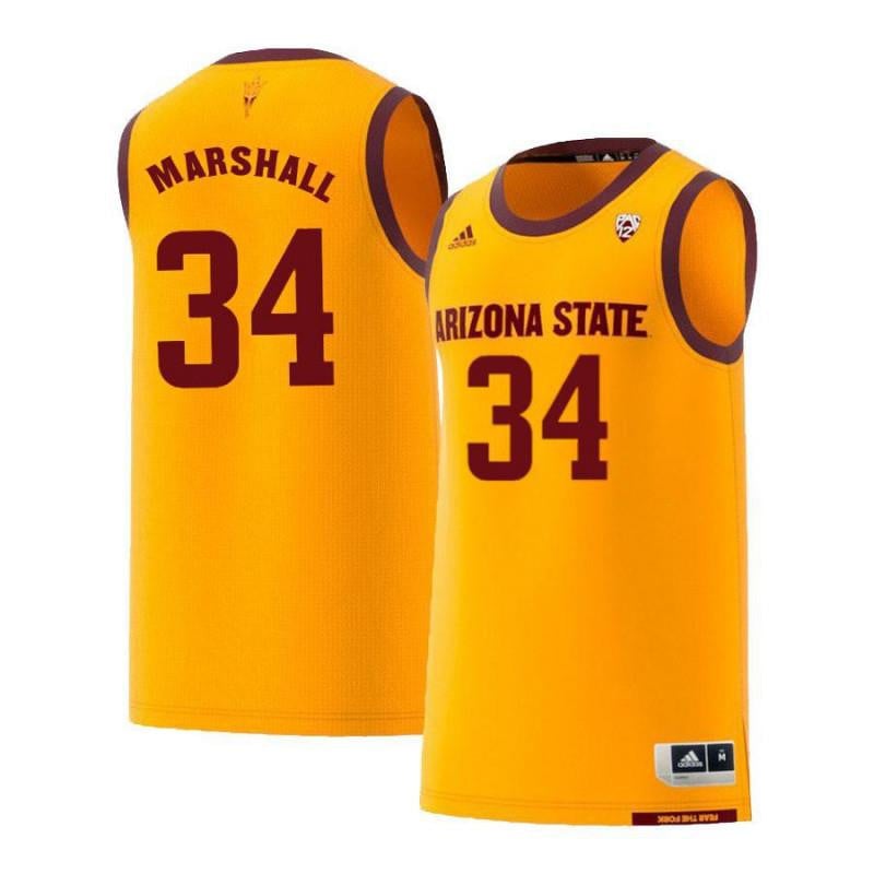 34 Jermaine Marshall Yellow Retro Arizona State Sun Devils NCAA Jersey Men's