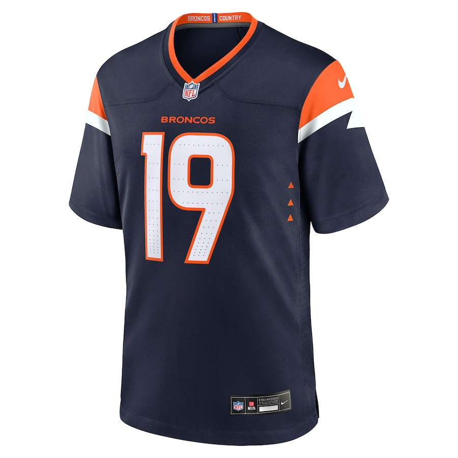 Marvin Mims Jr 19 Denver Broncos Alternate Game Navy NFL Jersey Men's