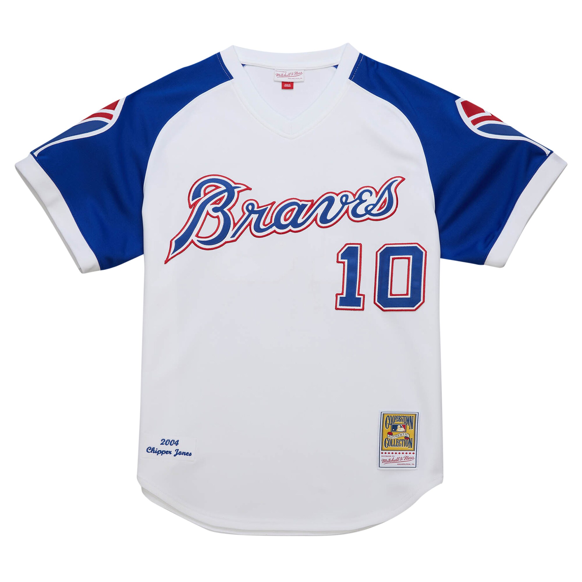 Atlanta Braves Chipper Jones Mitchell Ness White 2004 Cooperstown Collection Throwback MLB Jersey Men's