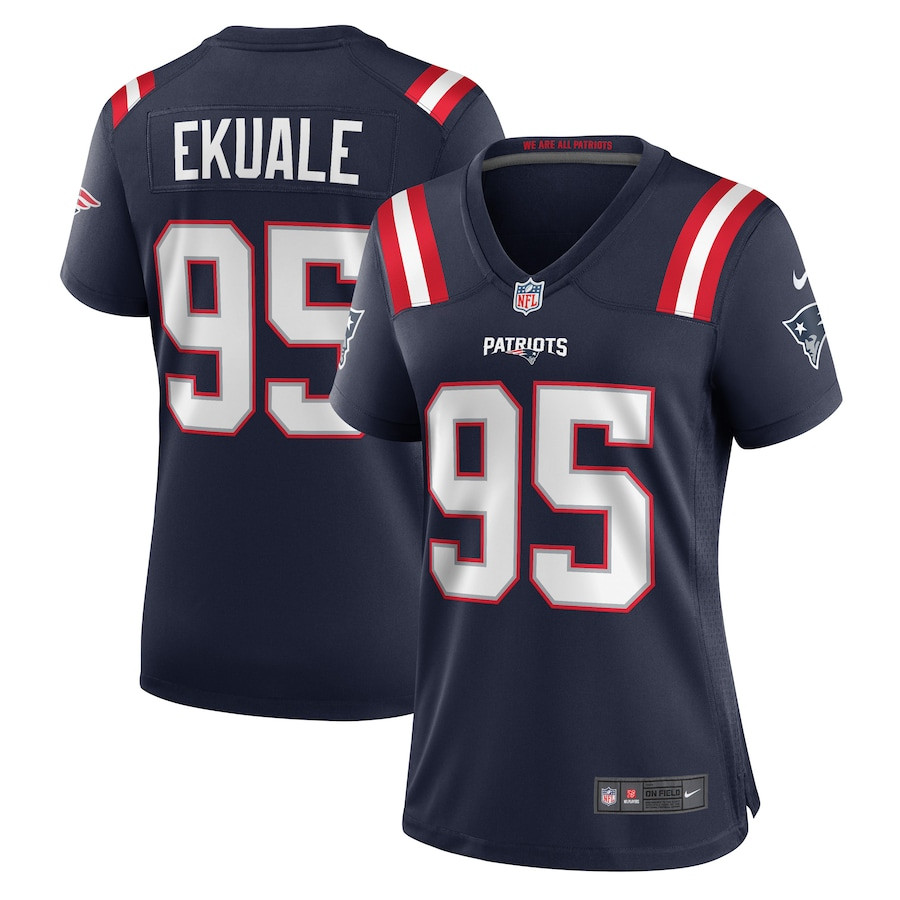 Daniel Ekuale 95 New England Patriots Game Navy NFL Jersey Women's
