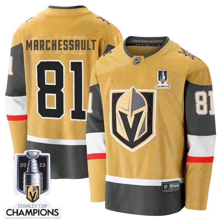 Jonathan Marchessault 81 Vegas Golden Knights 2023 Stanley Cup Champions Patch Breakaway Home Gold NHL Jersey Men's