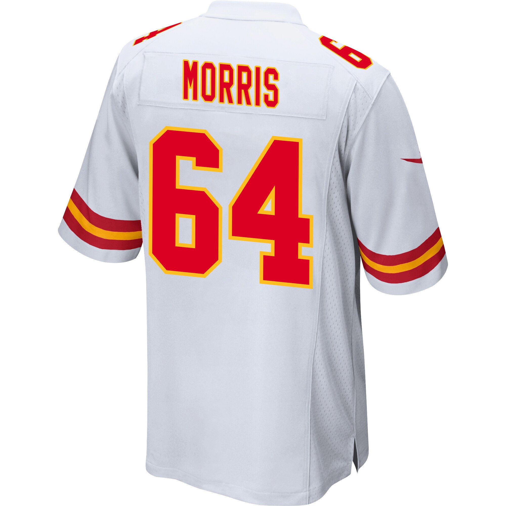 Wanya Morris 64 Kansas City Chiefs Super Bowl LVIII Champions 4 Stars Patch Game White NFL Jersey Men's