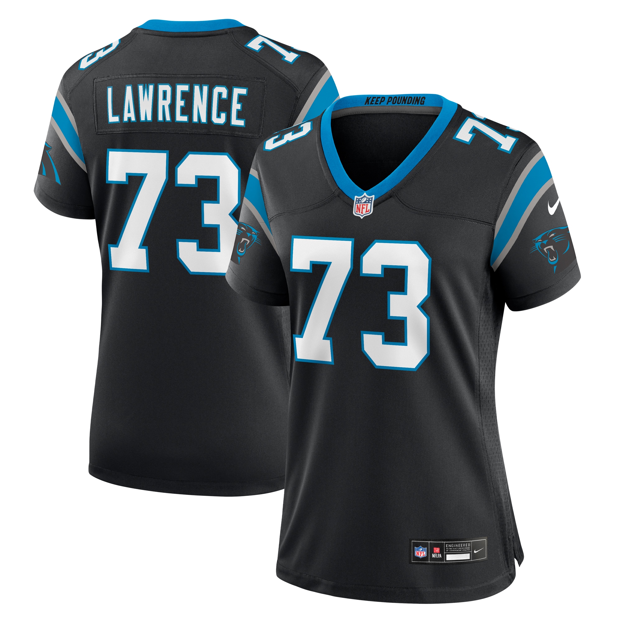 Carolina Panthers Rashard Lawrence Black Game NFL Jersey Women's