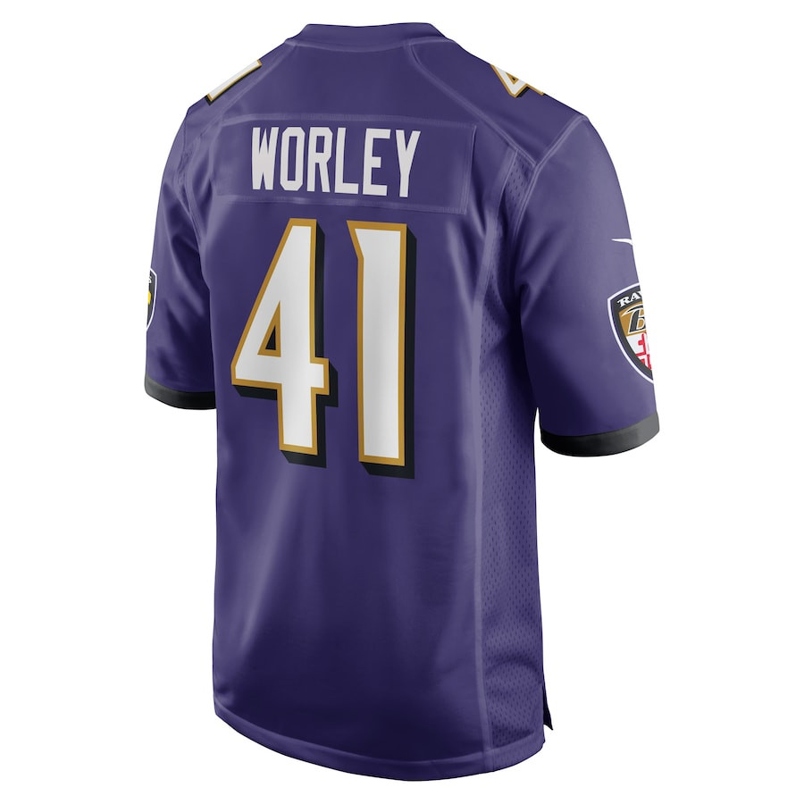 Daryl Worley 41 Baltimore Ravens Team Game Purple NFL Jersey Men's