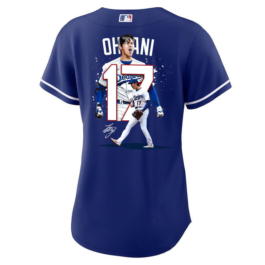 Shohei Ohtani 17 Los Angeles Dodgers Signed Number 2023 Alternate Royal MLB Jersey Women's