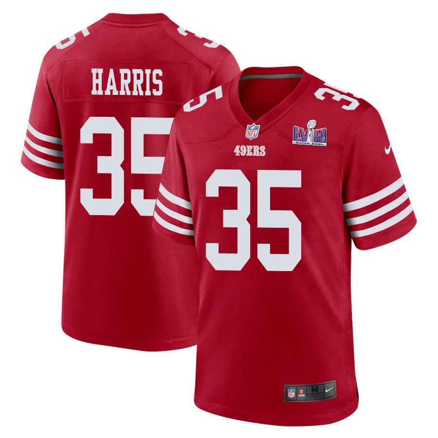 Erik Harris 35 San Francisco 49ers Super Bowl LVIII Patch Game Scarlet NFL Jersey Men's