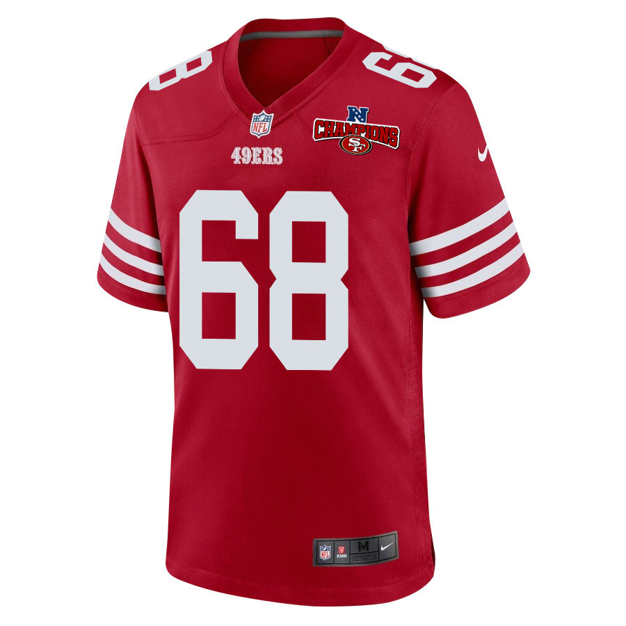 Colton McKivitz 68 San Francisco 49ers NFC Champions Patch Game Scarlet NFL Jersey Men's