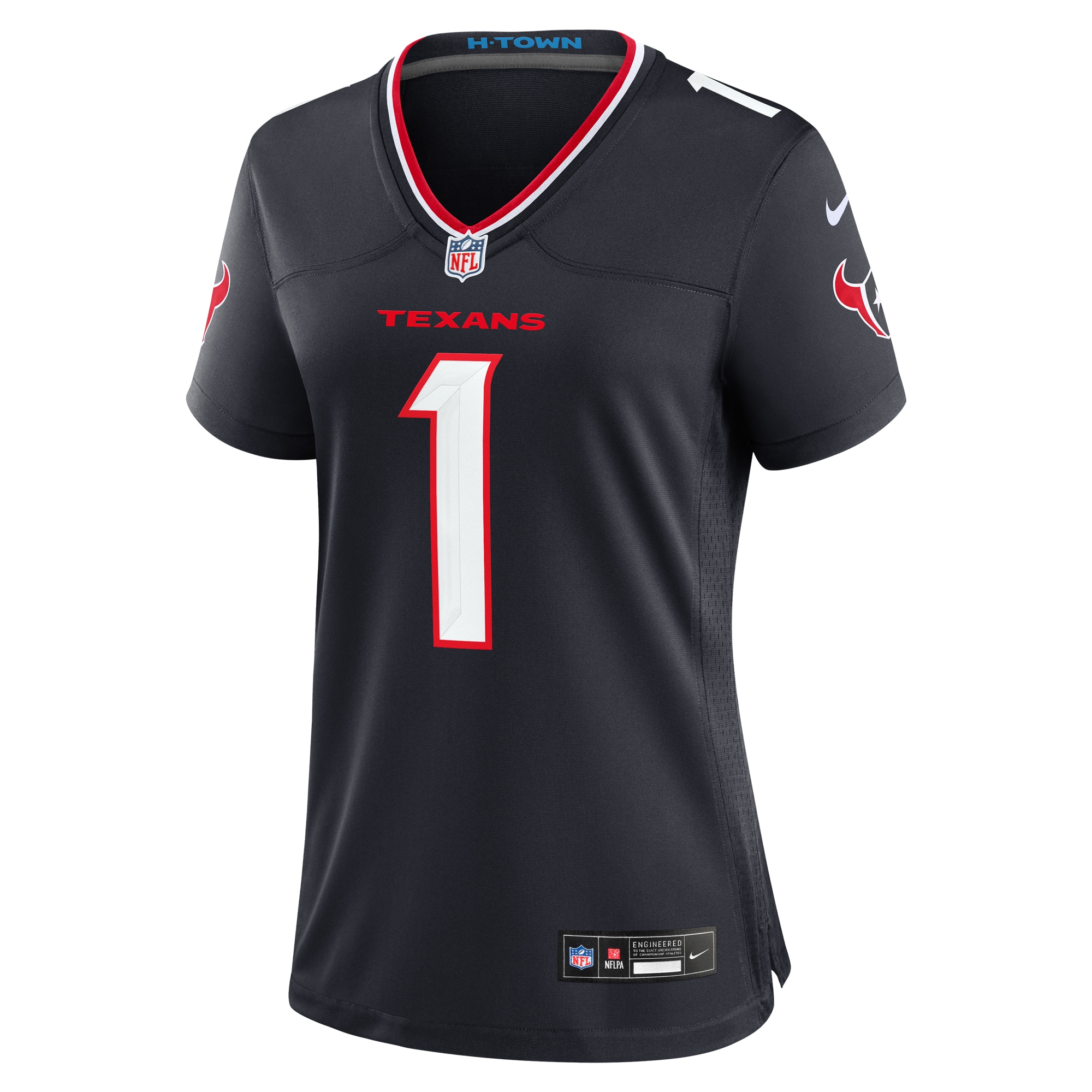 Houston Texans Navy #1 Mom Game NFL Jersey Women's