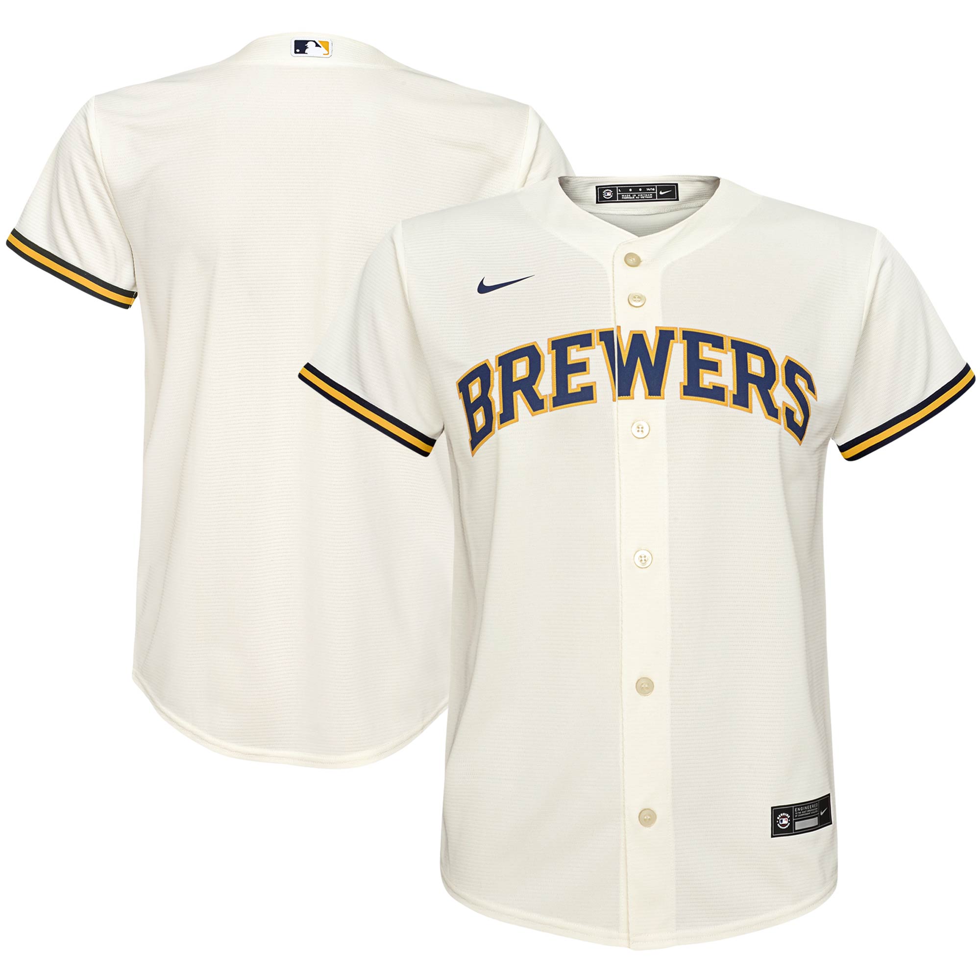 Milwaukee Brewers Cream Home Team MLB Jersey Youth