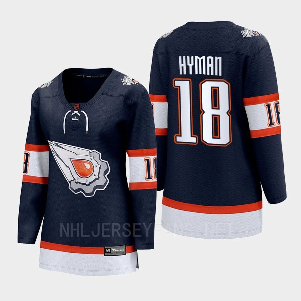 Zach Hyman 18 Edmonton Oilers 2022 Special Edition 2.0 Breakaway Player Retro Navy NHL Jersey Women's