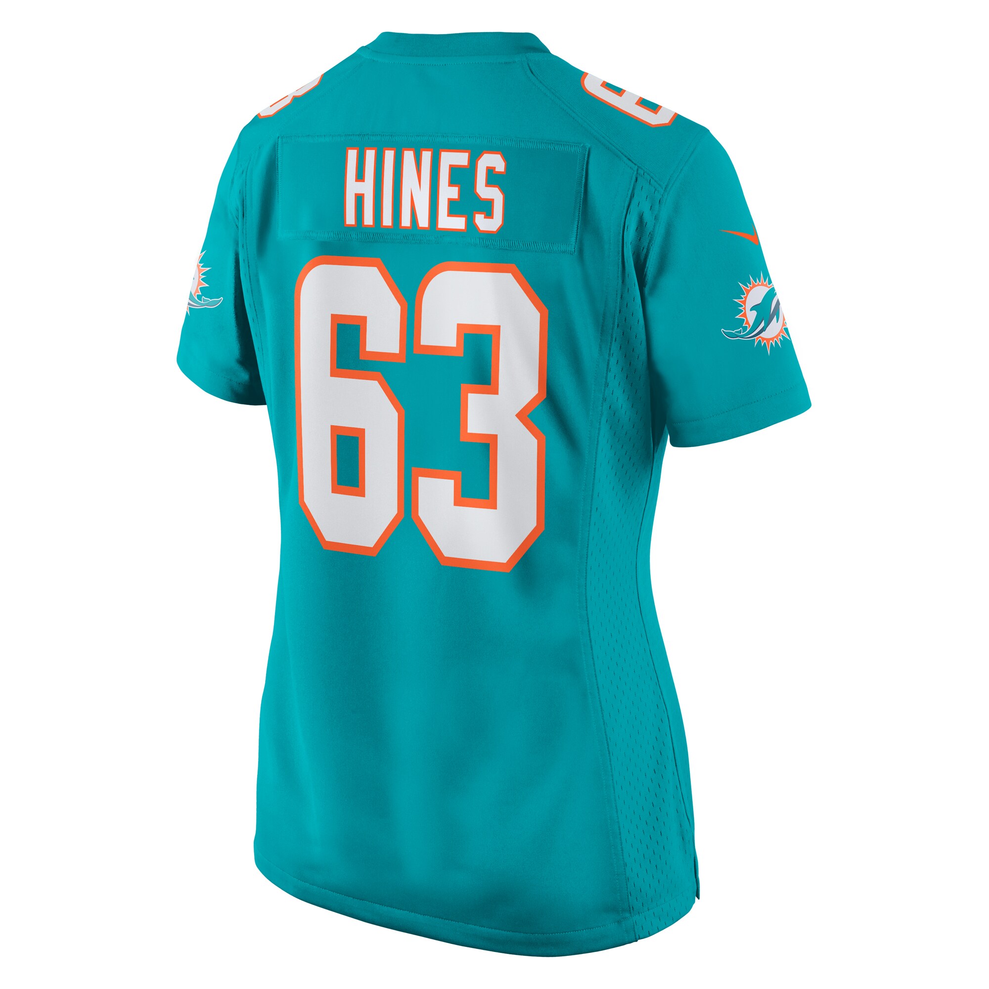 Miami Dolphins Chasen Hines Aqua Team Game NFL Jersey Women's