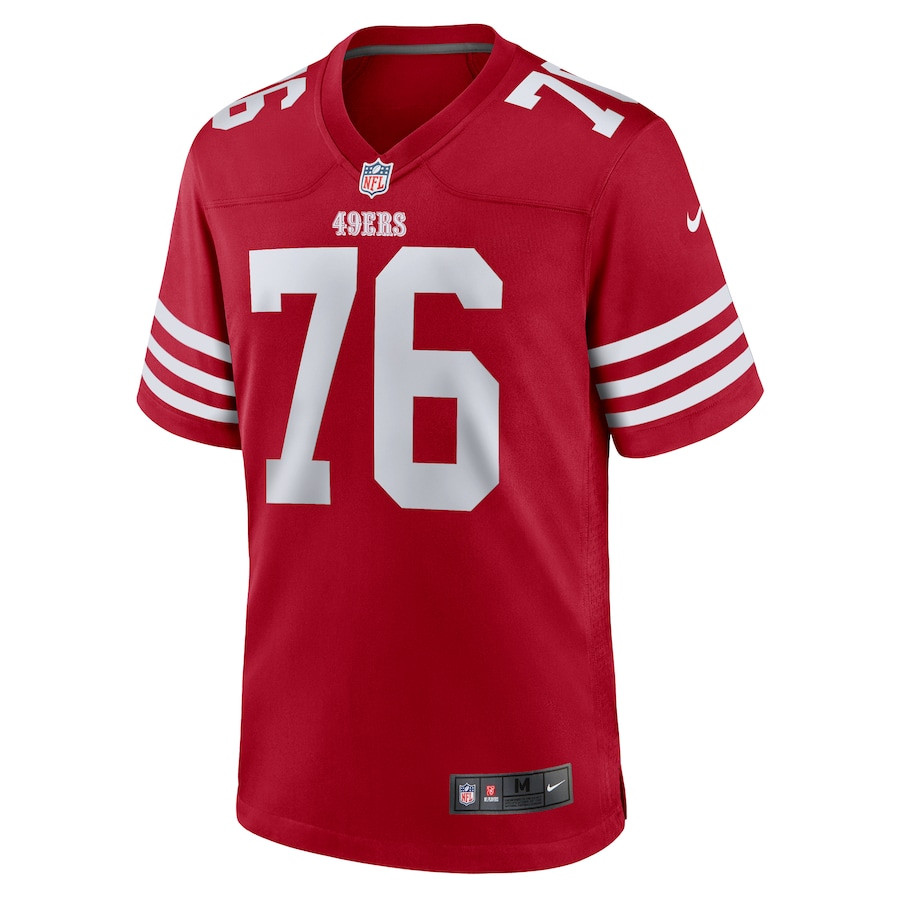 Jaylon Moore 76 San Francisco 49ers Game Scarlet NFL Jersey Men's