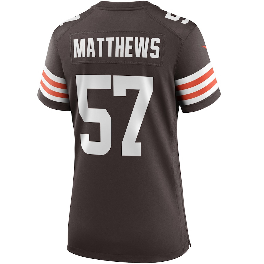 Clay Matthews 57 Cleveland Browns Game Retired Brown NFL Jersey Women's
