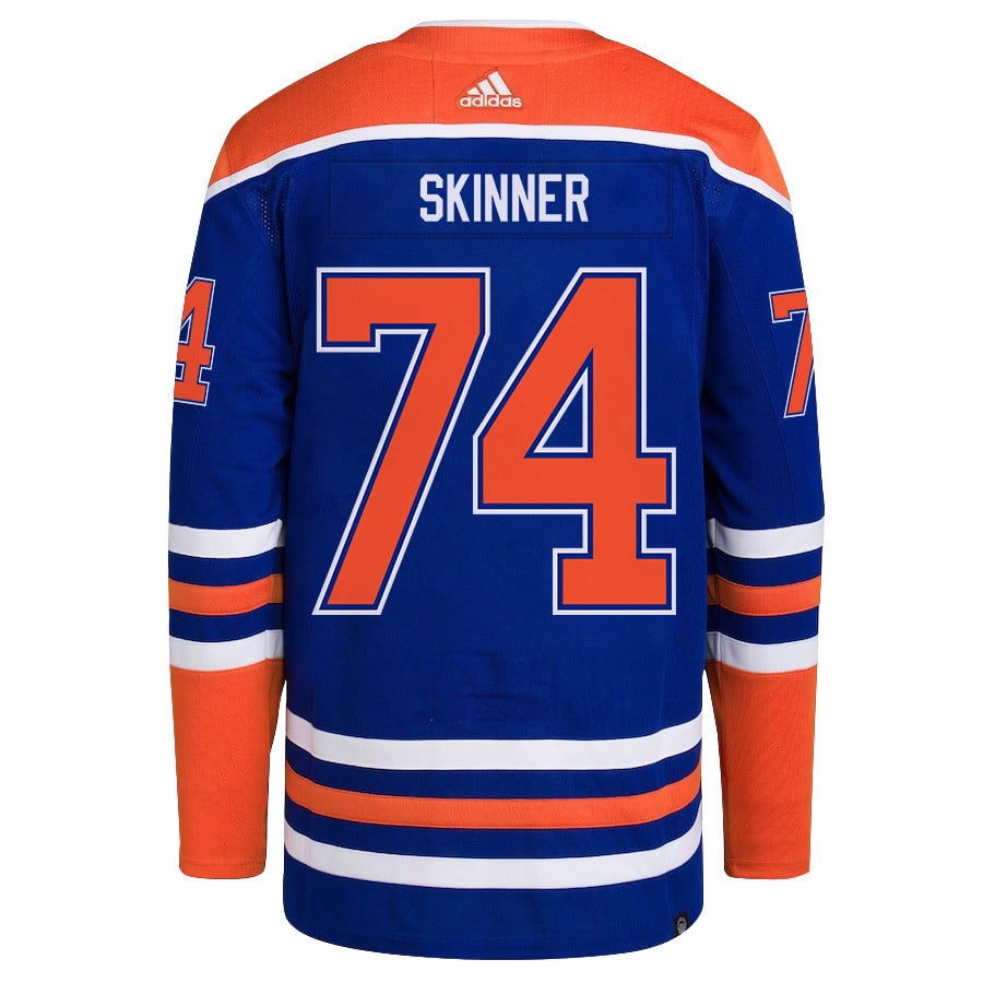 Stuart Skinner 74 Edmonton Oilers 2024 STANLEY CUP Final Home Primegreen Royal NHL Jersey Men's