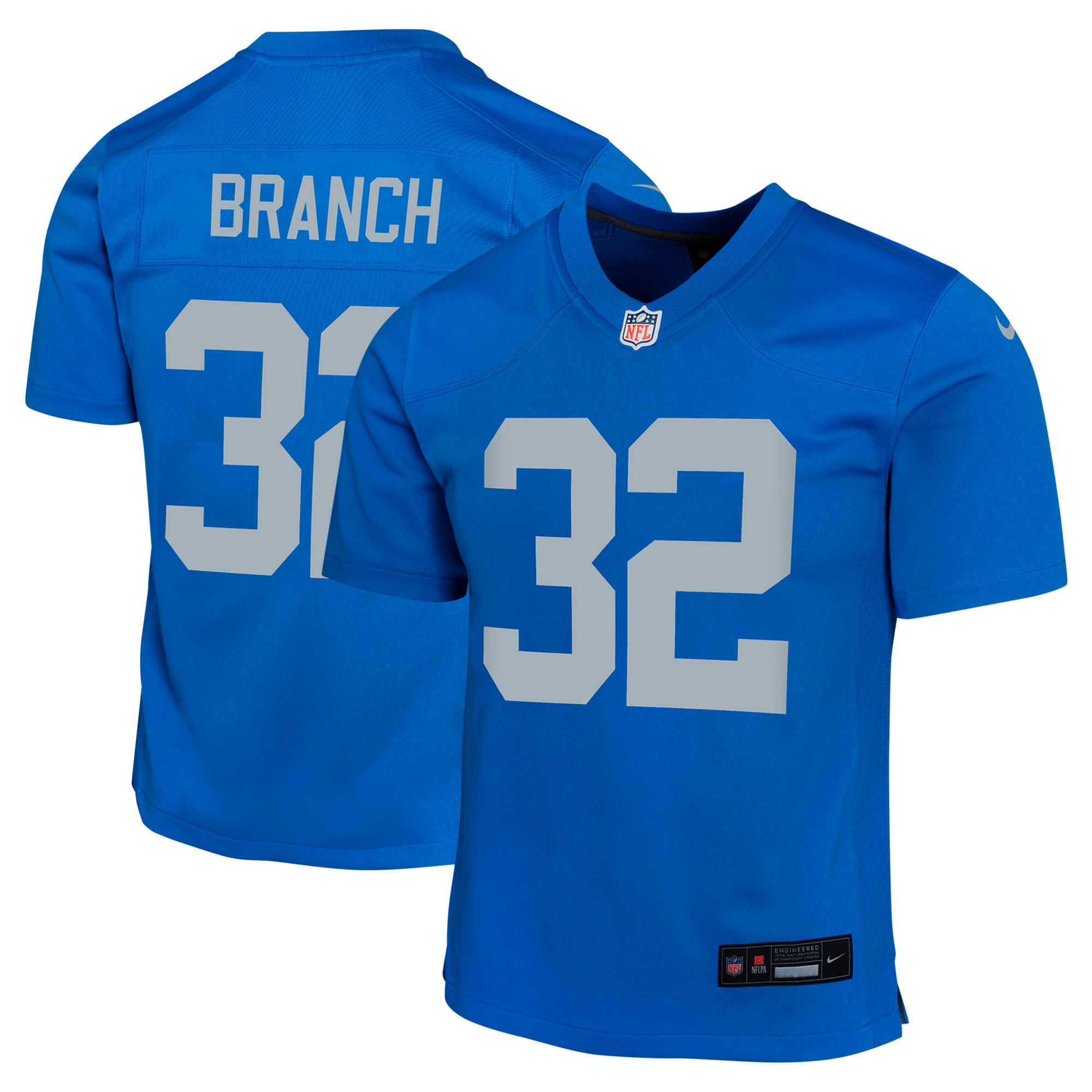 Detroit Lions Brian Branch Blue Alternate Game NFL Jersey Youth