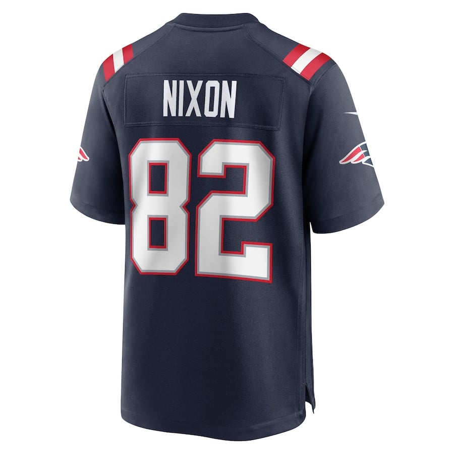 Tre Nixon 82 New England Patriots Game Navy NFL Jersey Men's