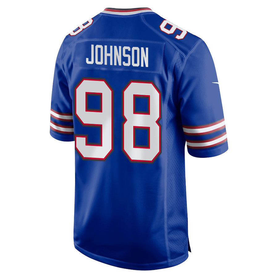 Austin Johnson 98 Buffalo Bills Super Bowl LIX New Orleans Patch Game Royal NFL Jersey Men's