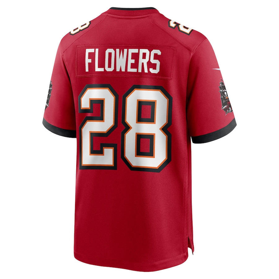 Dallis Flowers 28 Tampa Bay Buccaneers Game Red NFL Jersey Men's