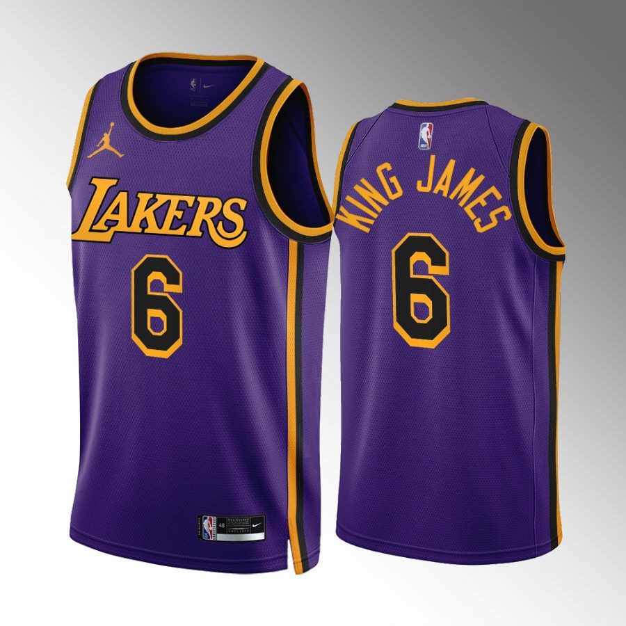 LeBron James King James 6 Los Angeles Lakers Purple Statement NBA Jersey Men's