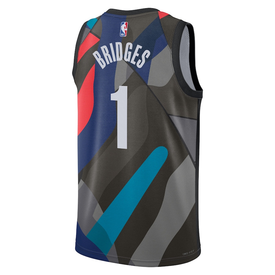 Mikal Bridges 1 Brooklyn Nets 2023/24 City Edition Swingman Black NBA Jersey Men's