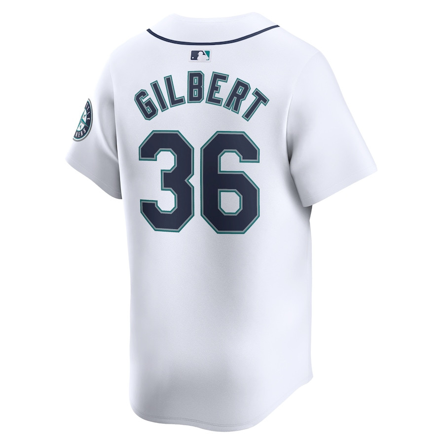 Logan Gilbert 36 Seattle Mariners Home Limited Player White MLB Jersey Men's