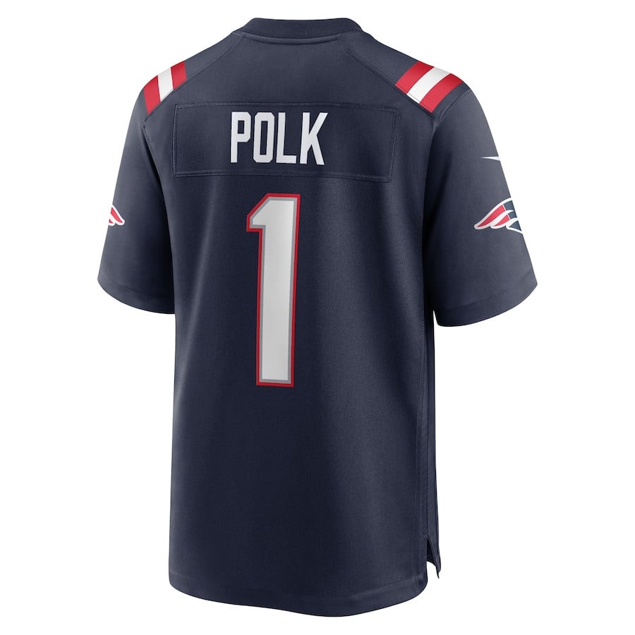 Ja'Lynn Polk 1 New England Patriots Team Game Navy NFL Jersey Men's