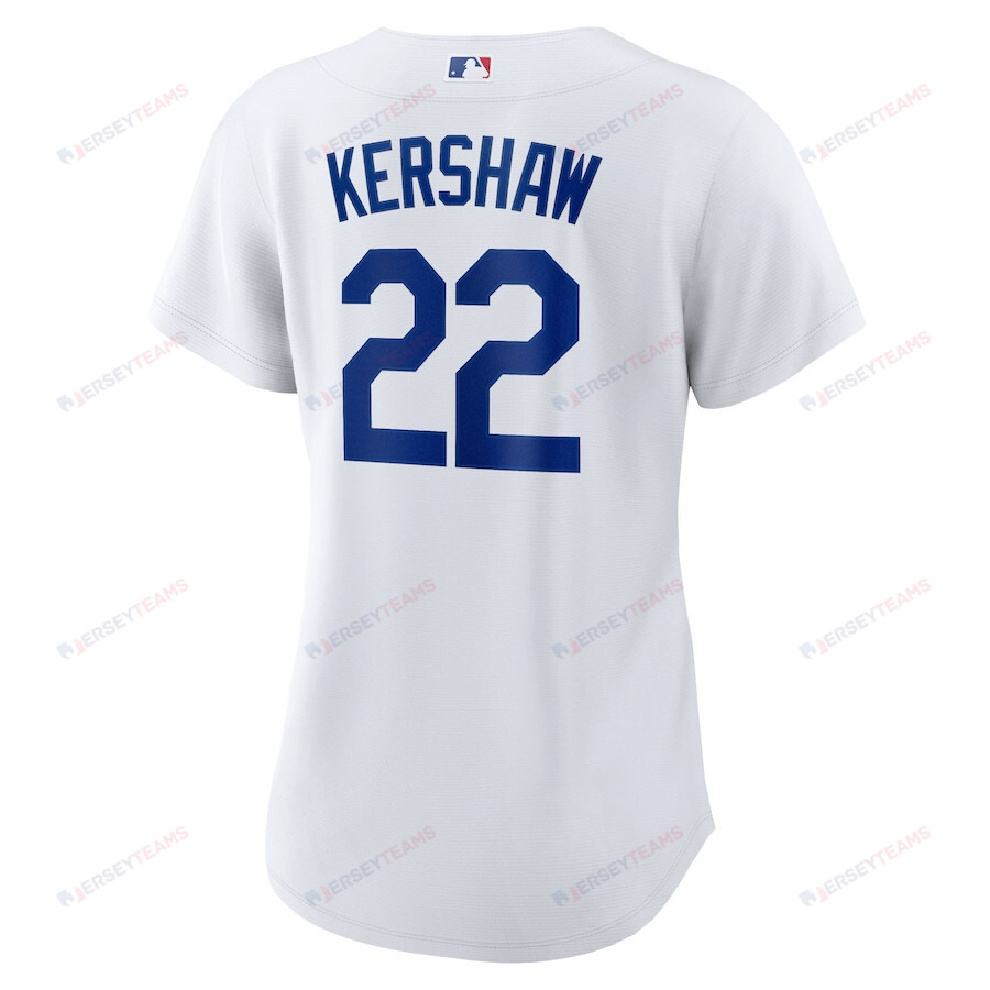 Clayton Kershaw 22 Los Angeles Dodgers Home White MLB Jersey Women's