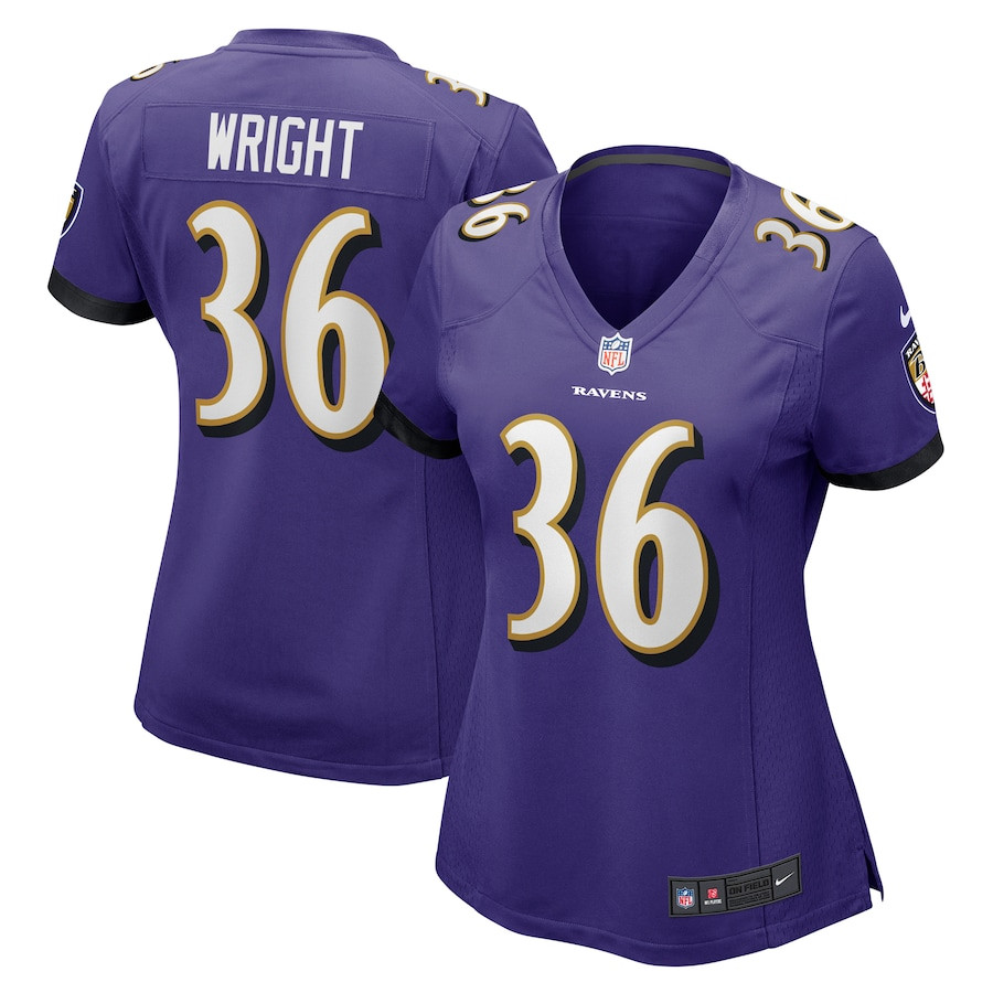 Owen Wright 36 Baltimore Ravens Game Purple NFL Jersey Women's